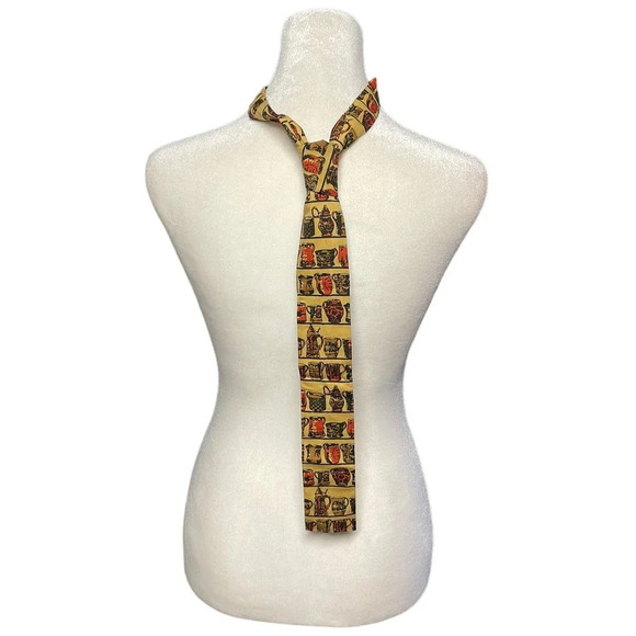 Vintage Rooster Sun Fabrics Square 100% Cotton Neck Tie - Picture 1 of 7